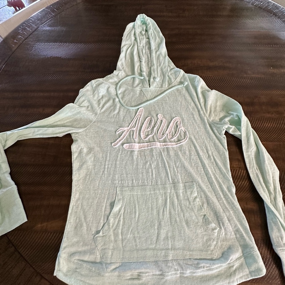 Aeropostale Green Long Sleeve Hoodie Relaxed Fit